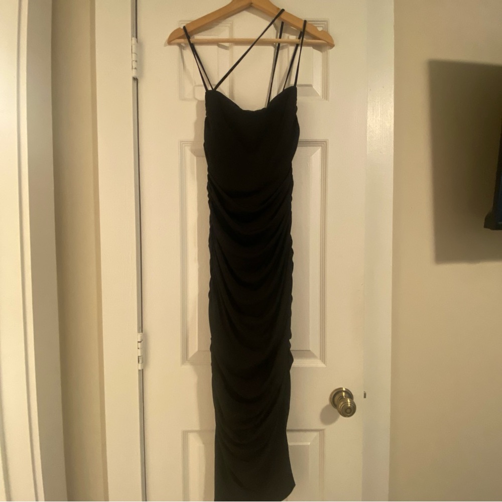Abercrombie & Fitch Black Ruched Strappy Dress